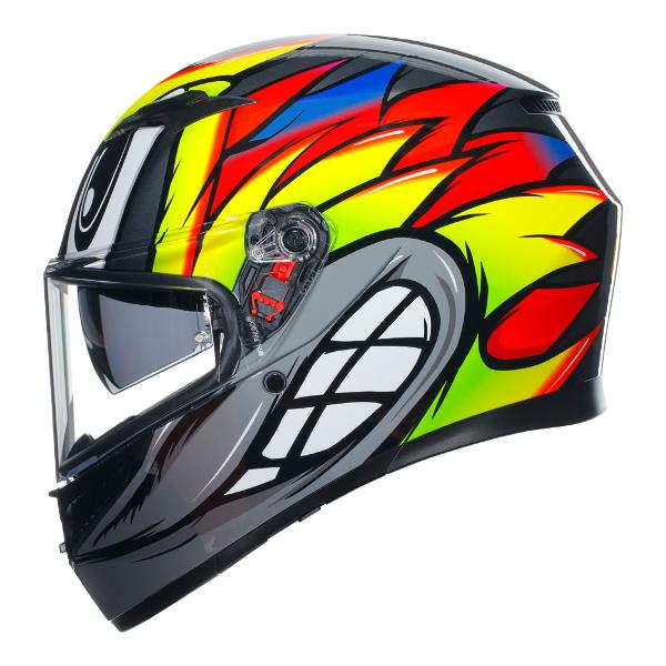 AGV Mens Motorcycle Full Face Road Helmet K3 Birdy 2.0 Grey/Yellow/Red - Image 4