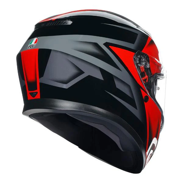 AGV Mens Motorcycle Full Face Road Helmet K3 Compound Black/Red - Image 5