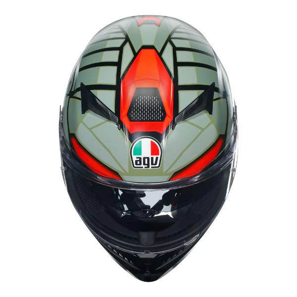 AGV Mens Motorcycle Full Face Road Helmet K3 Decept Matt Black/Green/Red - Image 7