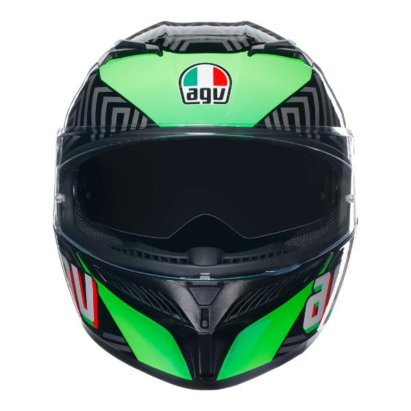 AGV Mens Motorcycle Full Face Road Helmet K3 Kamaleon Black/Red/Green - Image 2