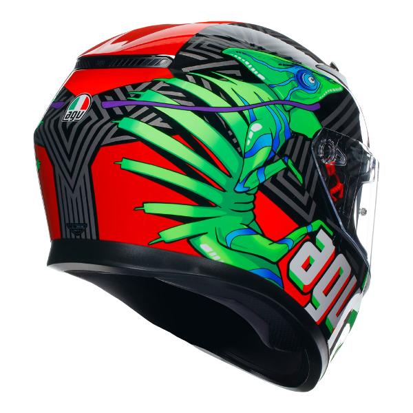 AGV Mens Motorcycle Full Face Road Helmet K3 Kamaleon Black/Red/Green - Image 5
