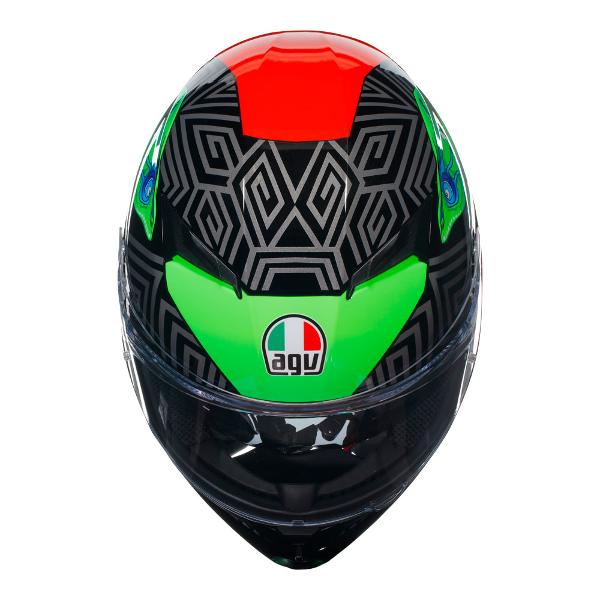 AGV Mens Motorcycle Full Face Road Helmet K3 Kamaleon Black/Red/Green - Image 7