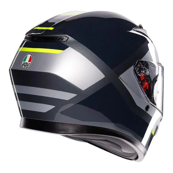 AGV Mens Motorcycle Full Face Road Helmet K3 Shade Grey/Fluro Yellow - Image 6