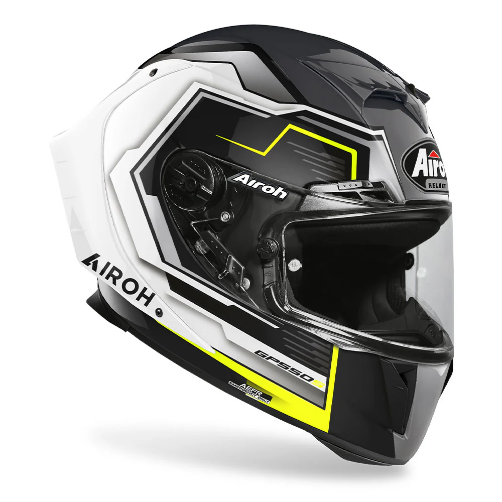 Airoh Road Motorcycle Helmet GP550-S Rush White / Yellow Gloss - Image 4