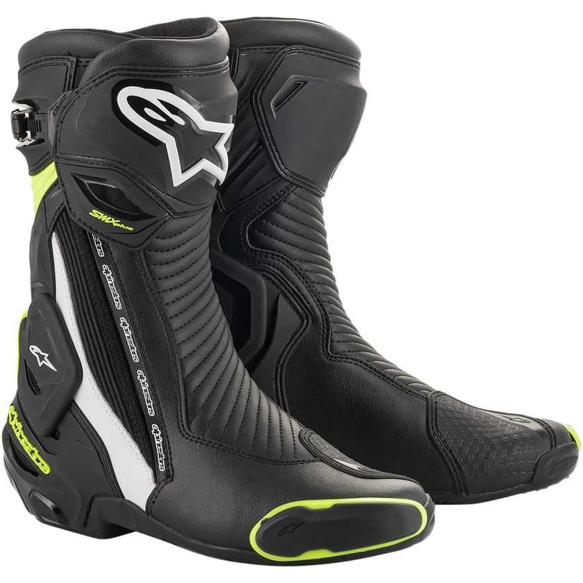 Alpinestars SMX Plus V2 Motorcycle Boots Black / White / Fluro / Yellow