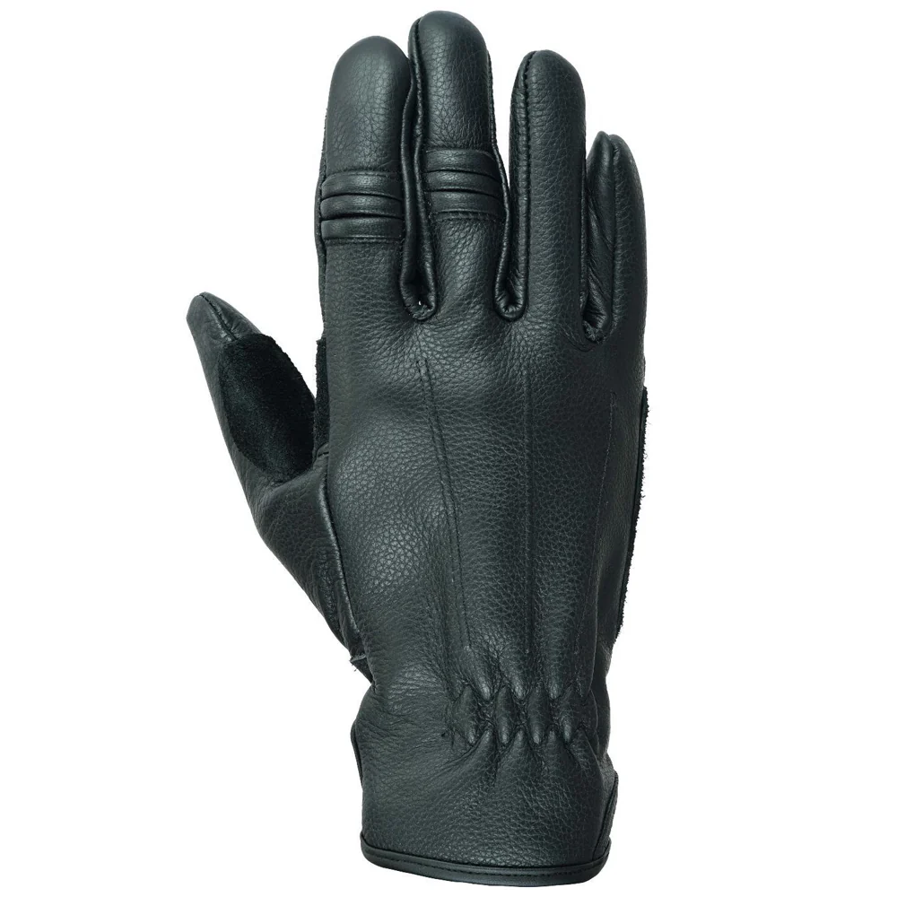 Bikers Gear Australia Black Leather Rigger Motorcycle Gloves - Image 3