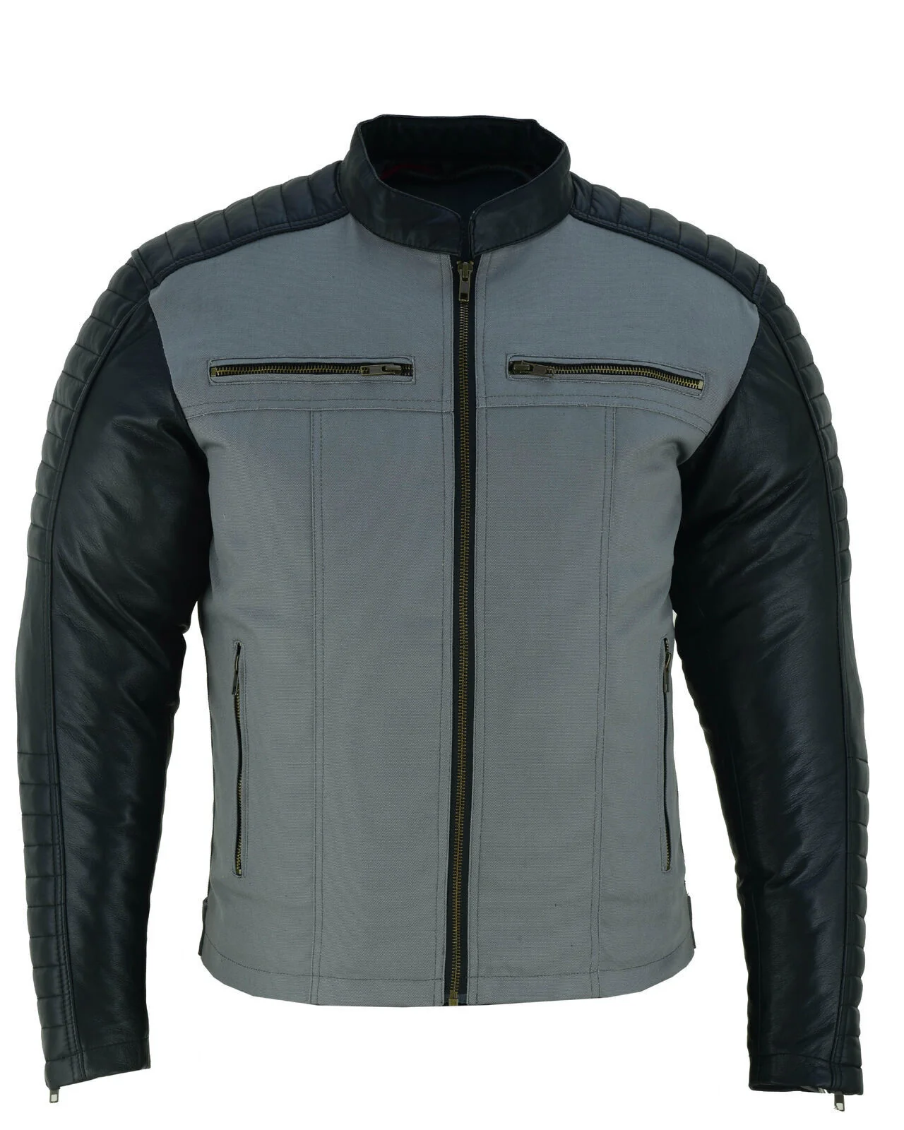 Bikers Gear Australia Mens Canvas Duo Urban Leather Motorcycle Jacket - Image 3