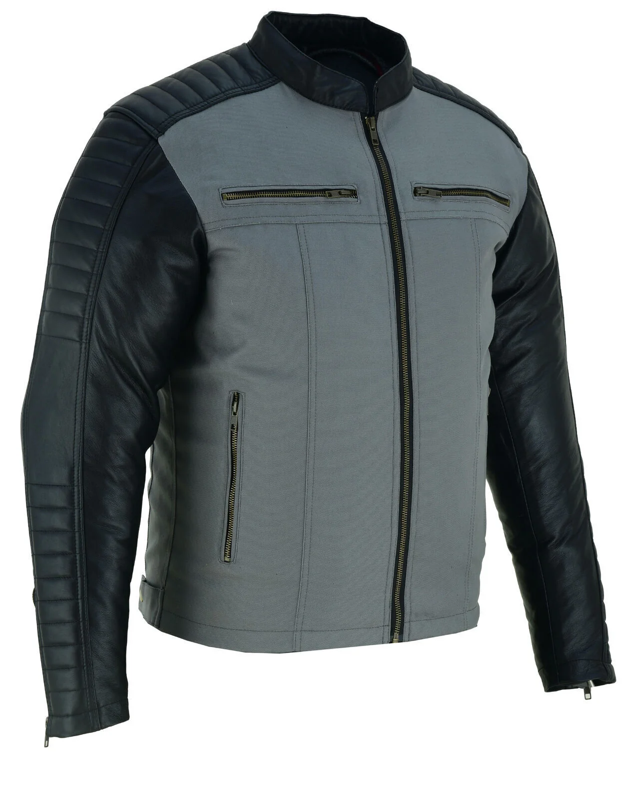Bikers Gear Australia Mens Canvas Duo Urban Leather Motorcycle Jacket - Image 4