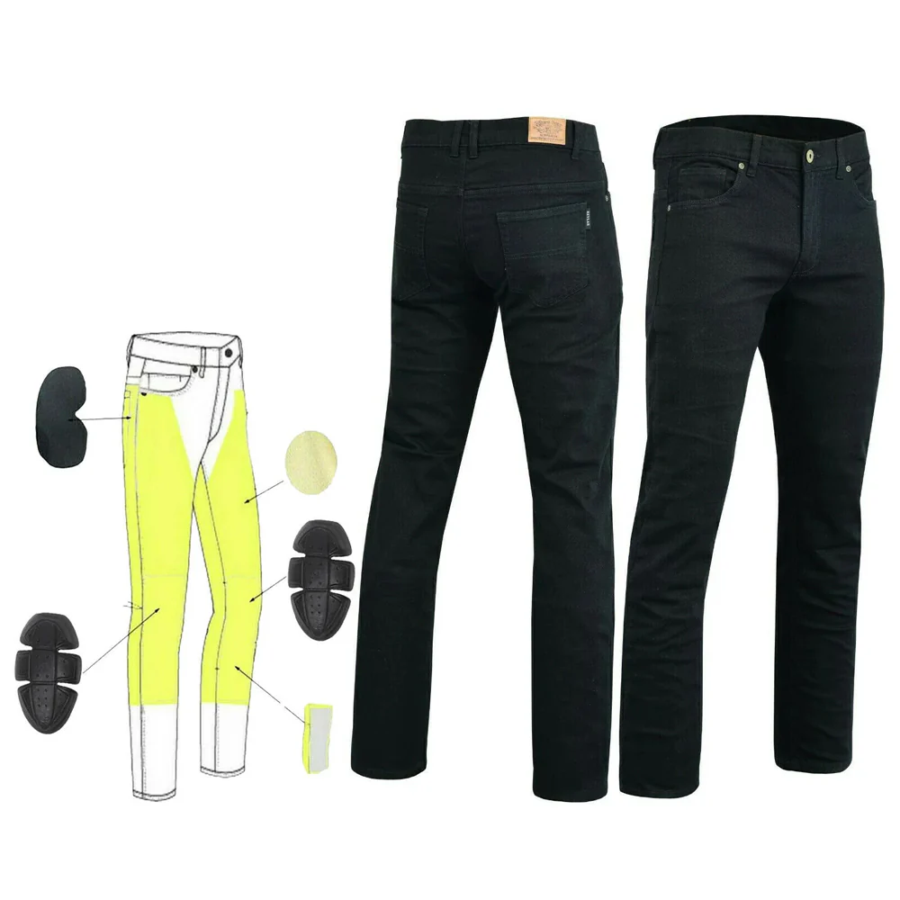 Bikers Gear Australia Mens Victor Comfort Protective Lined With Kevlar Motorcycle Stretch Jeans Black - Image 3