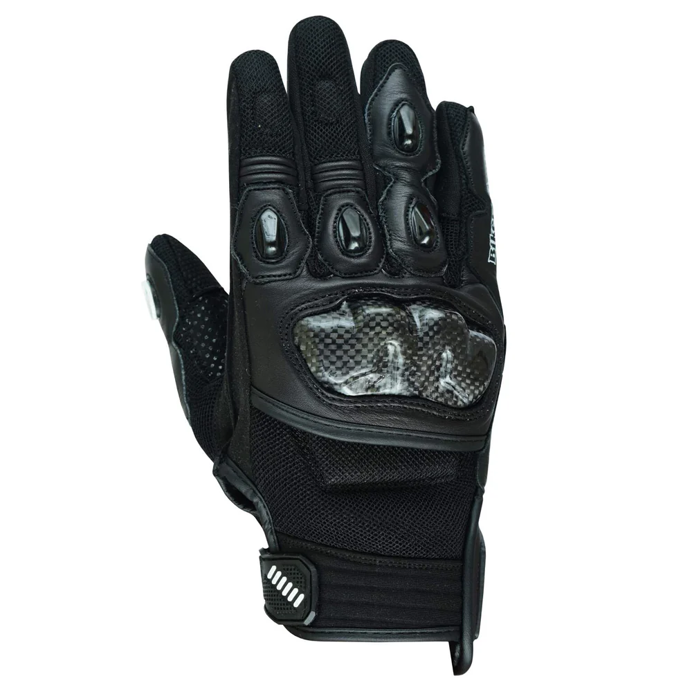 Bikers Gear Australia Nelson Motorcycle Leather Gloves With Kevlar Lined Black