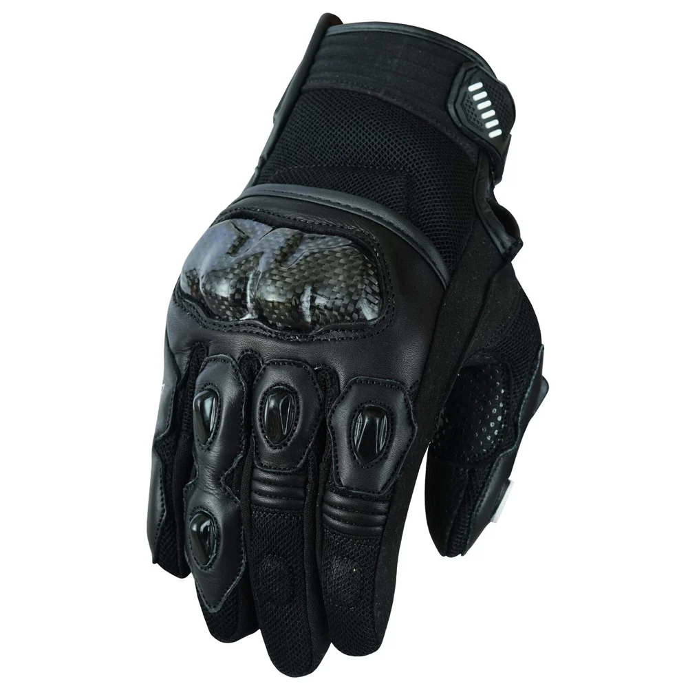 Bikers Gear Australia Nelson Motorcycle Leather Gloves With Kevlar Lined Black - Image 3