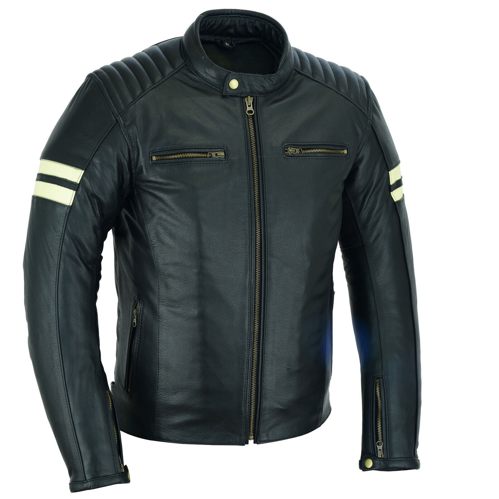 Bikers Gear Australia Roadster Classic Leather Motorcycle Jacket Beige