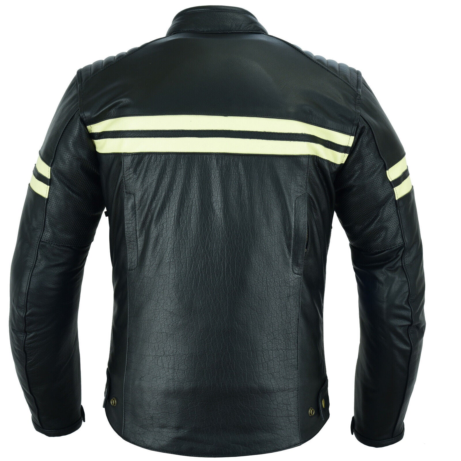 Bikers Gear Australia Roadster Classic Leather Motorcycle Jacket Beige - Image 3