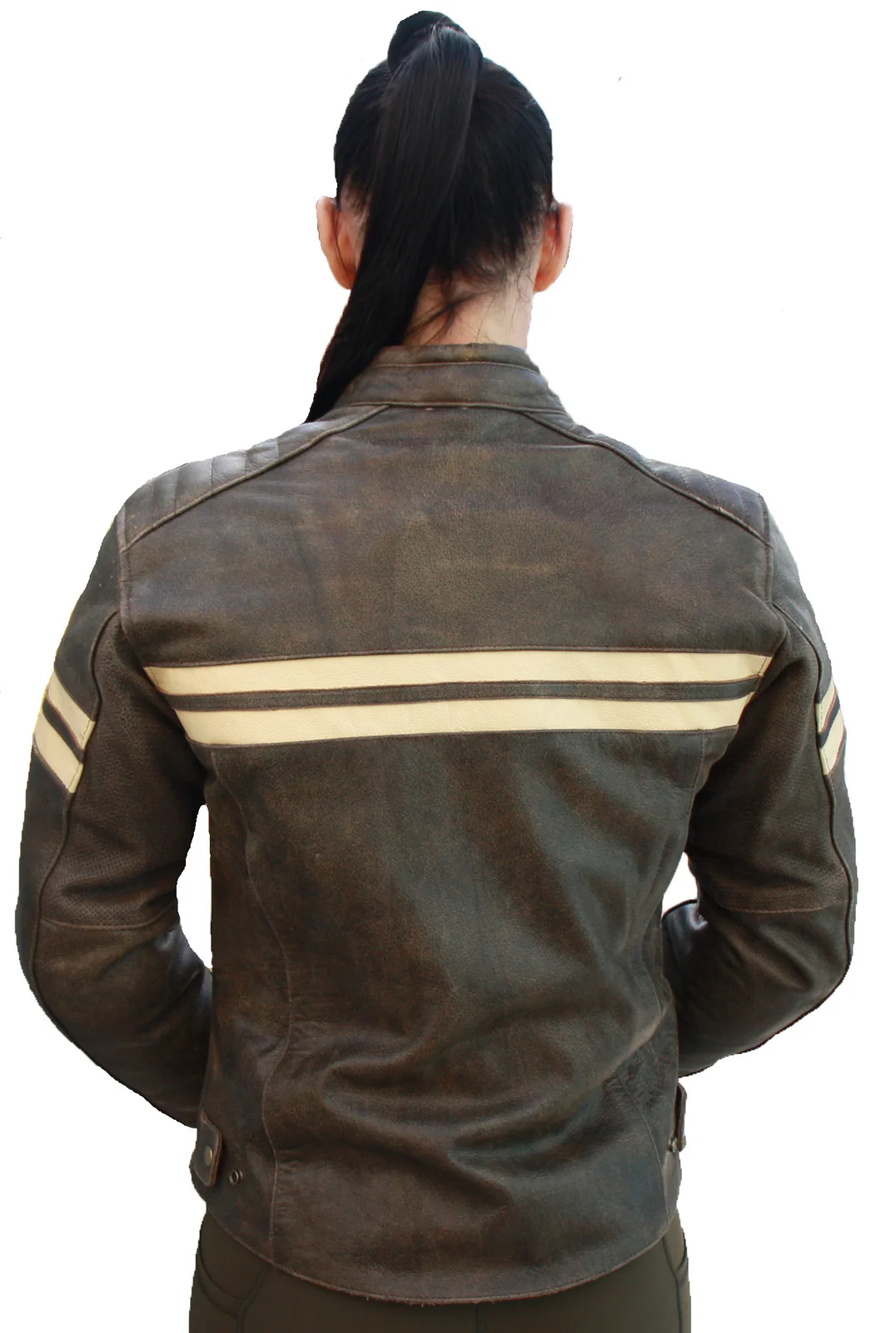 Bikers Gear Australia Roadster Lady Leather Jacket Brown - Image 5