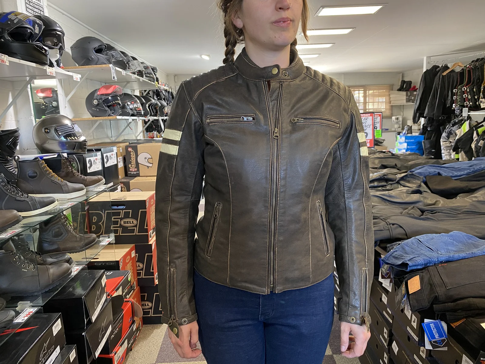 Bikers Gear Australia Roadster Lady Leather Jacket Brown - Image 6