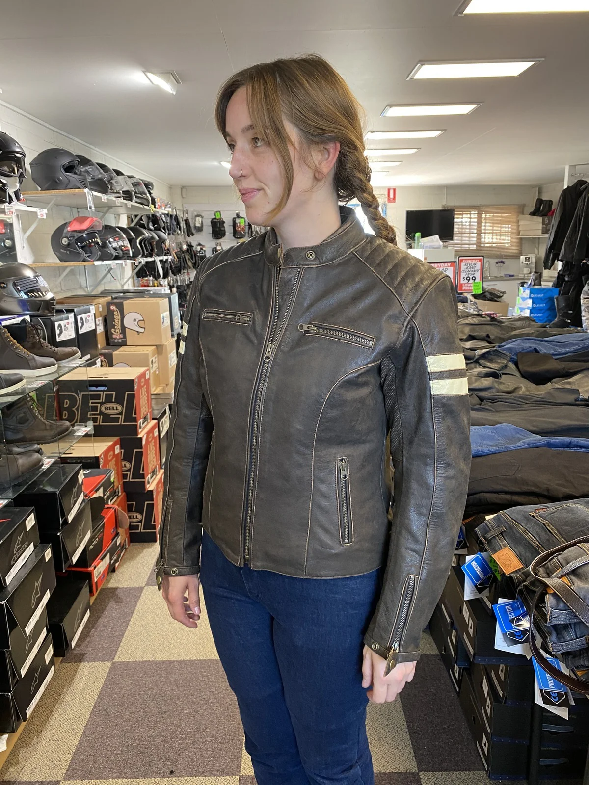Bikers Gear Australia Roadster Lady Leather Jacket Brown - Image 8