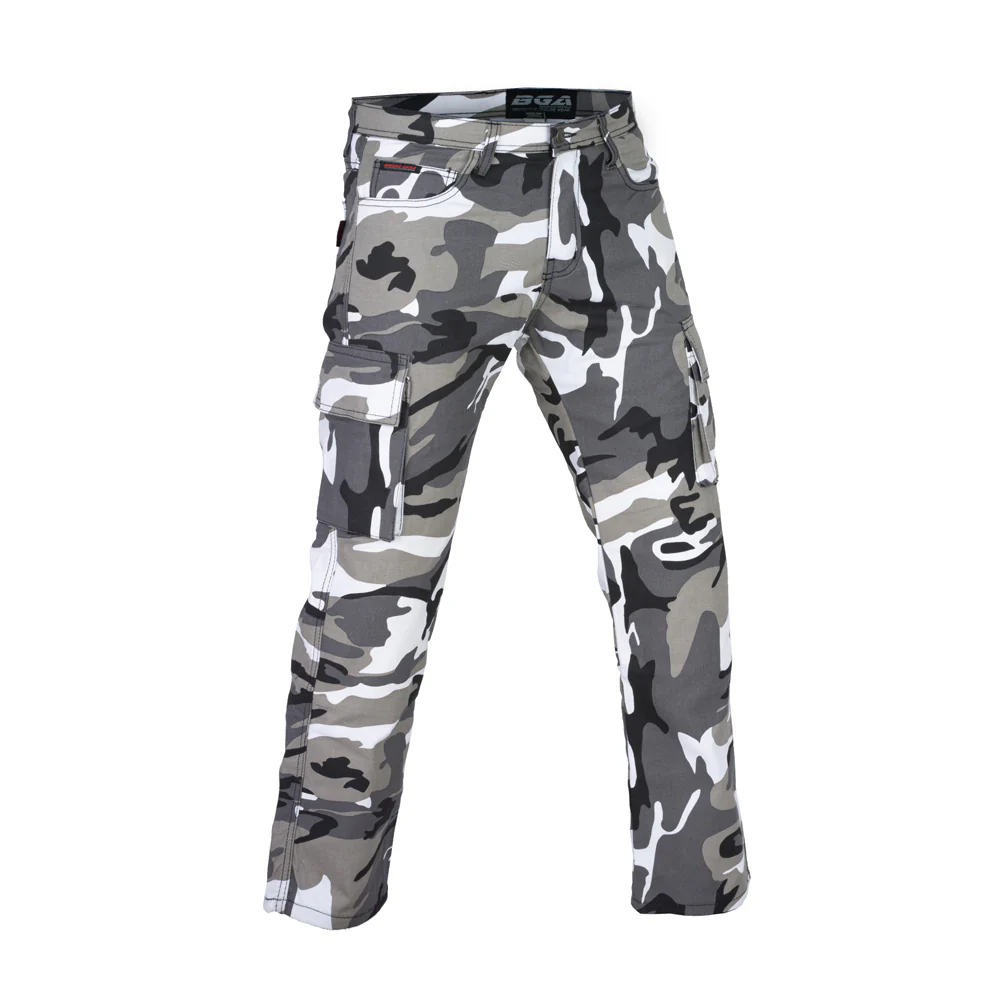 Bikers Gear Men Motorcycle Cargo KEVLAR Pants Camo Grey / Black - Image 5