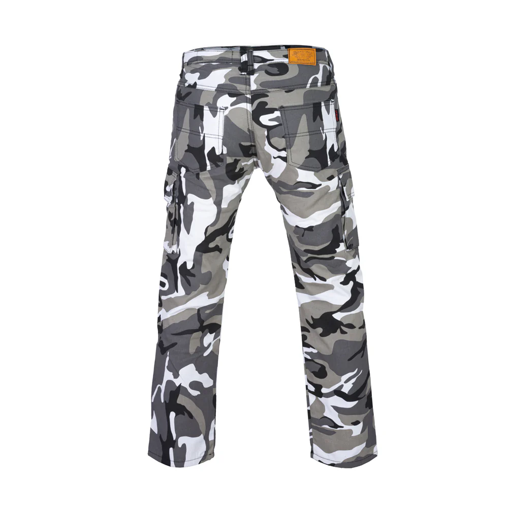 Bikers Gear Men Motorcycle Cargo KEVLAR Pants Camo Grey / Black - Image 6