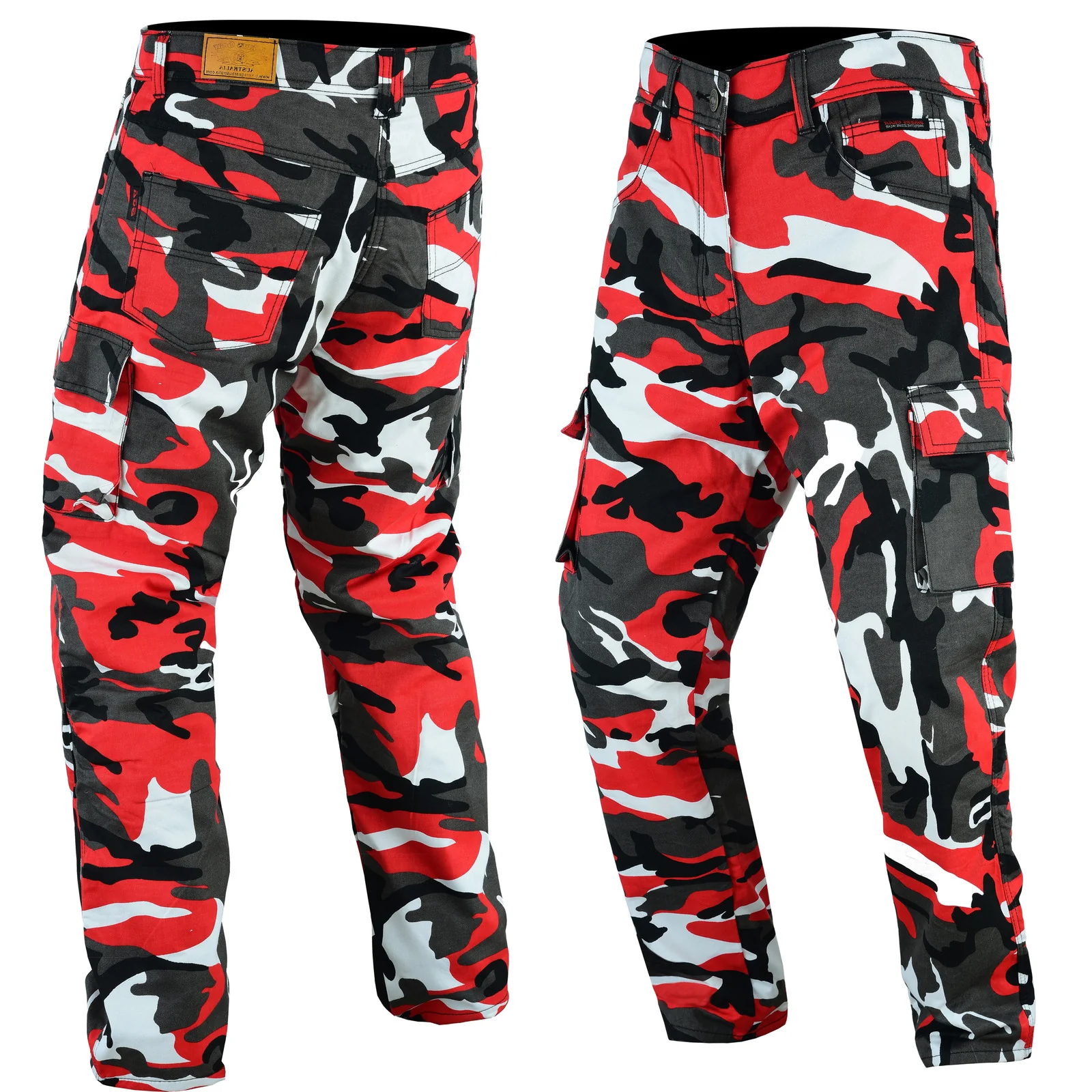 Bikers Gear Australia Robin Men Motorcycle Cargo KEVLAR Pants Camo Red/Black - Image 3