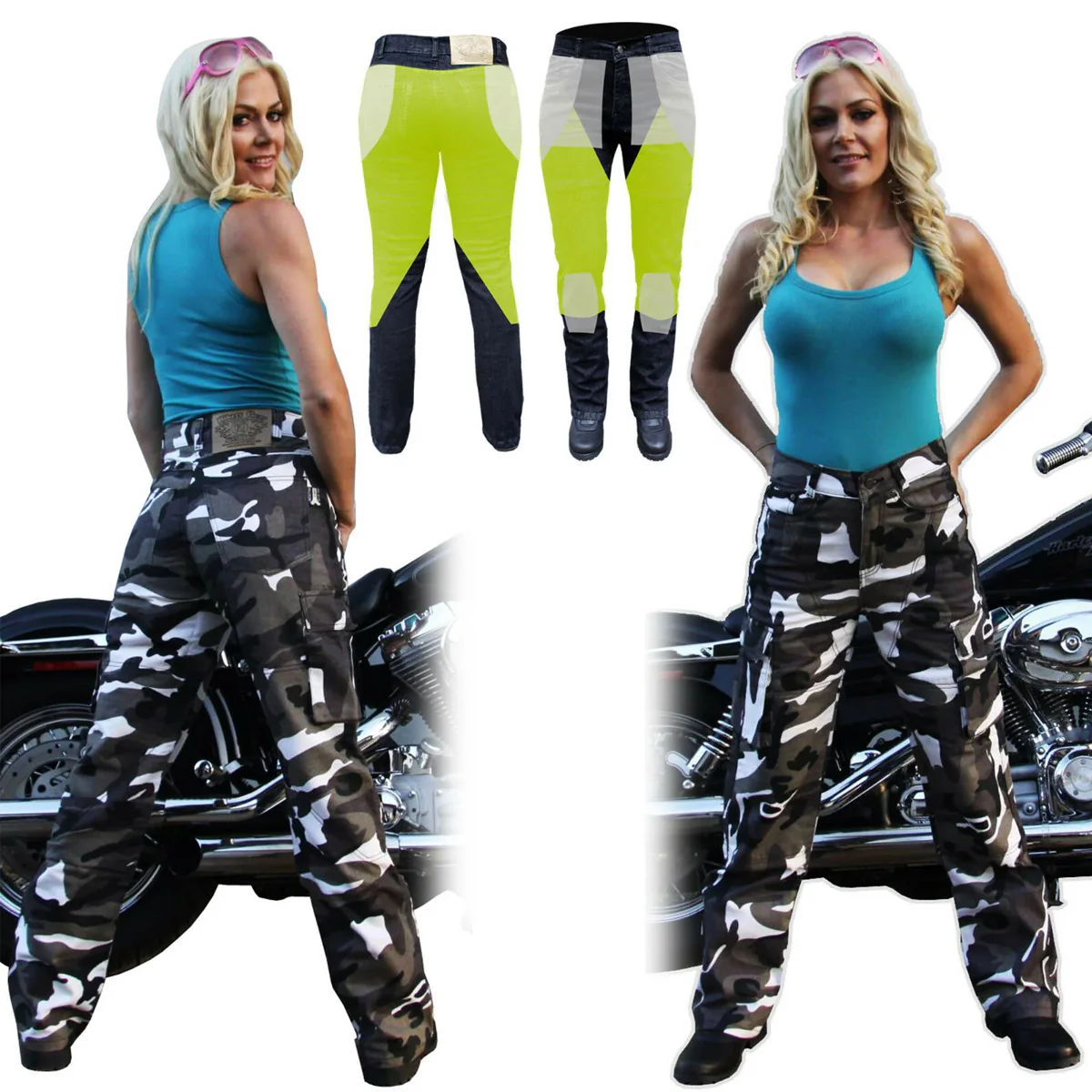 Bikers Gear Australia Robin Womens Kevlar Lined Motorcycle Cargo Pants Grey - Image 3