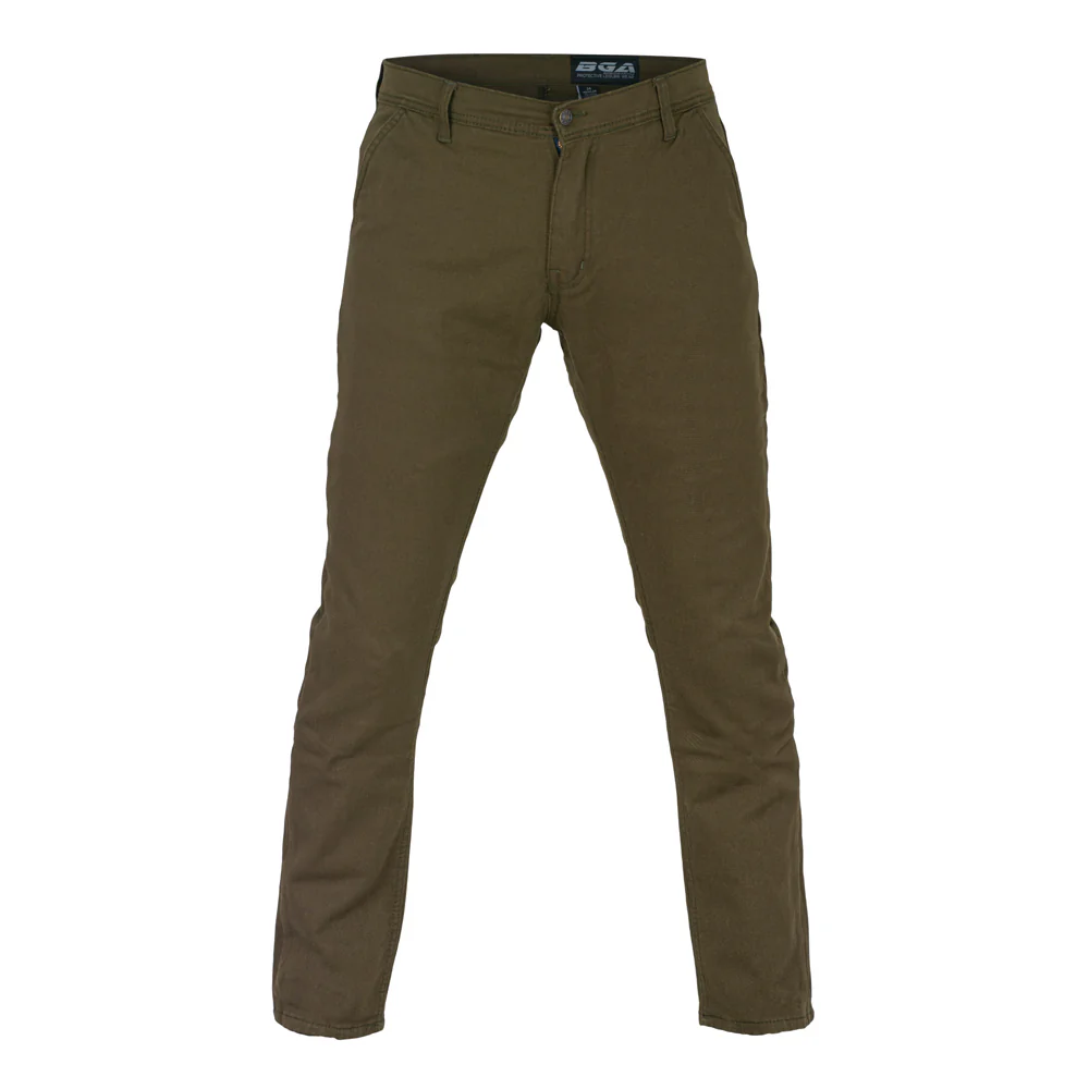 Bikers Gear Australia Stork Motorcycle Kevlar Lined Chinos Pants Khaki Green Stretch - Image 3