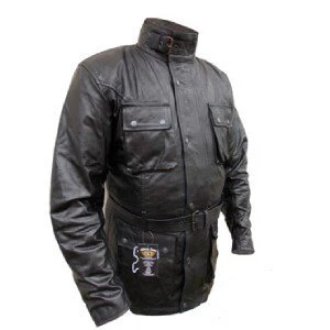 Bikers Gear Australia Trail Master Waxed Motorcycle Leather Jacket Black - Image 7