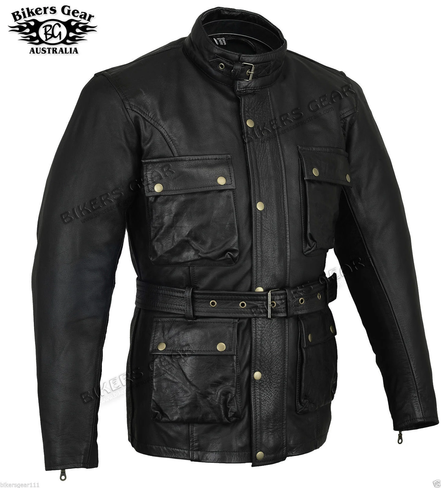 Bikers Gear Australia Trail Master Waxed Motorcycle Leather Jacket Black - Image 8