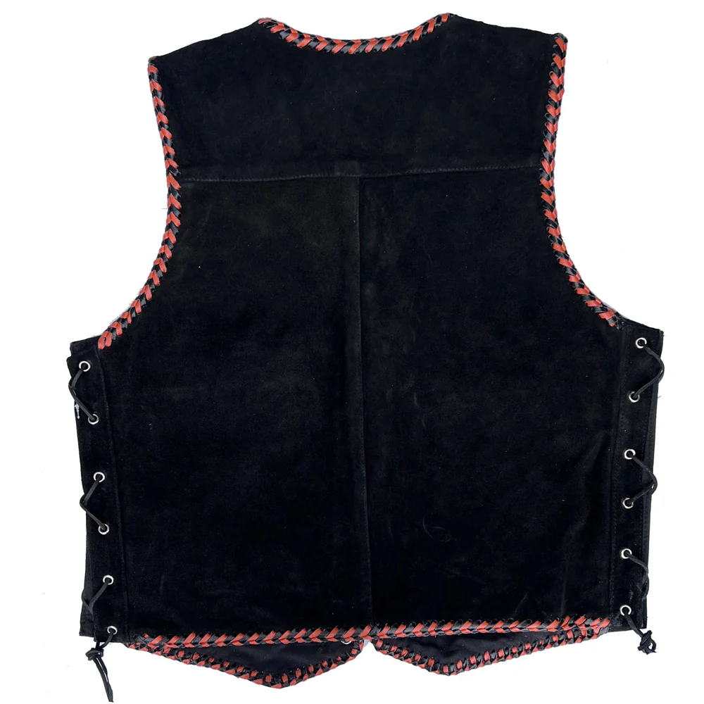Bikers Gear Australia Aero Motorcycle Suede Vest Black/Orange - Image 3