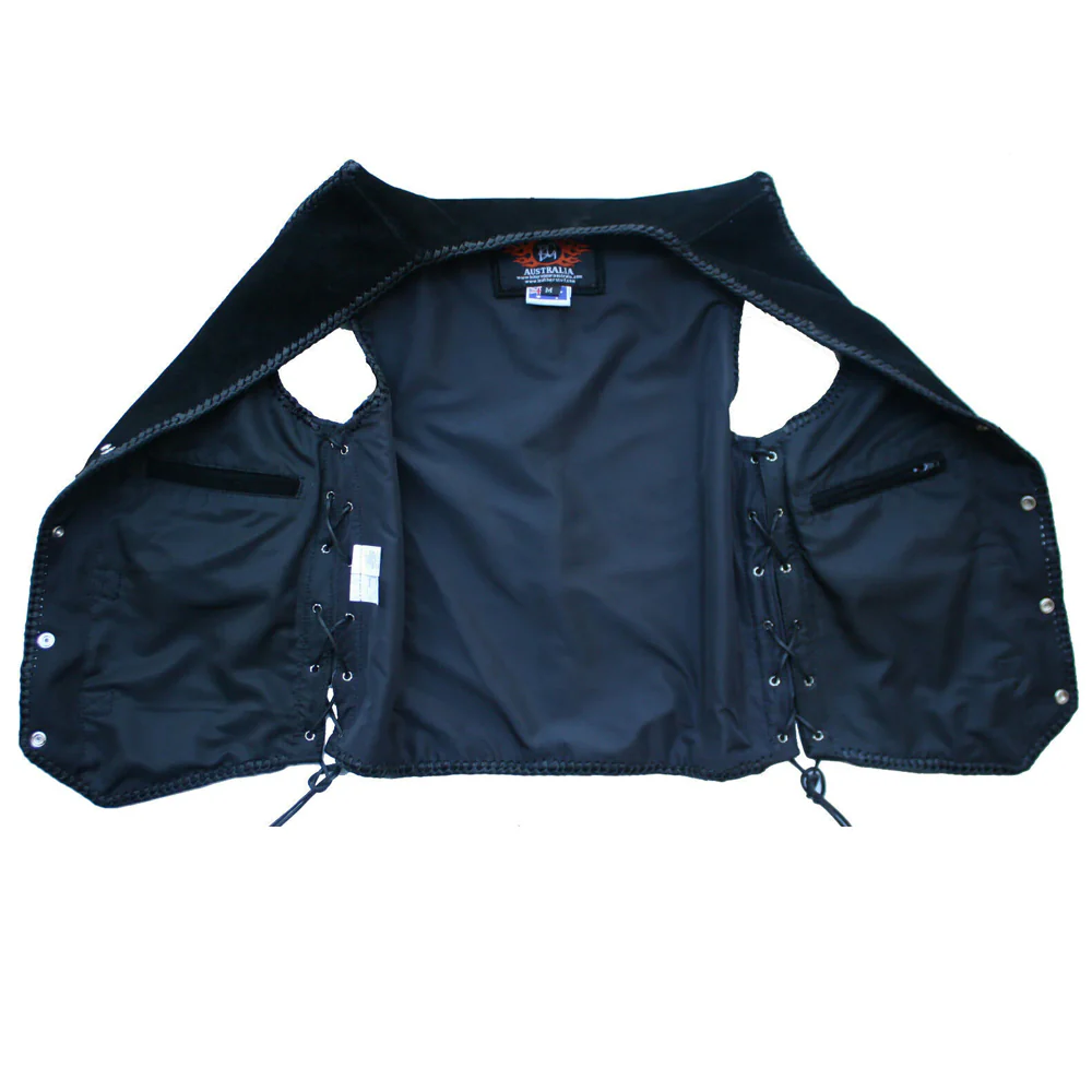 Bikers Gear Australia Aero Motorcycle Suede Vest Black/Orange - Image 4