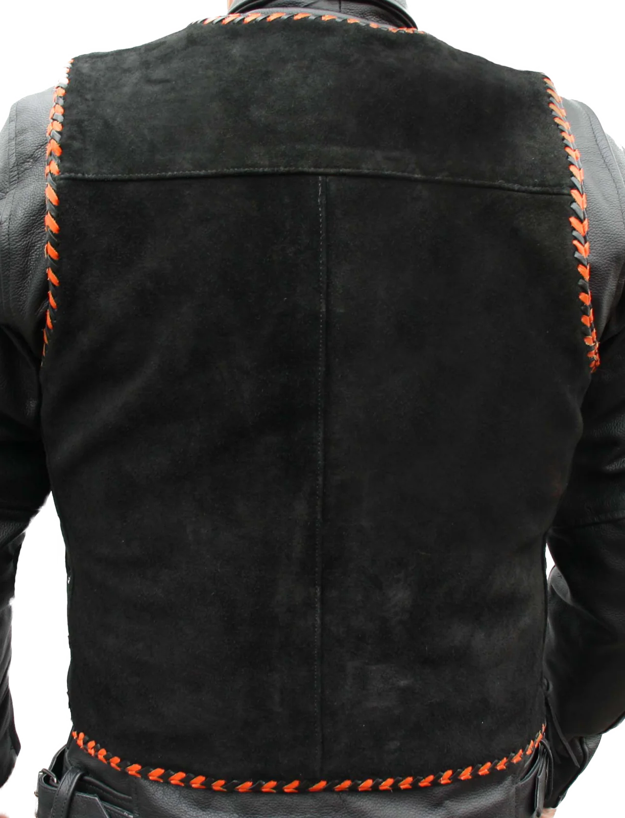 Bikers Gear Australia Aero Motorcycle Suede Vest Black/Orange - Image 6