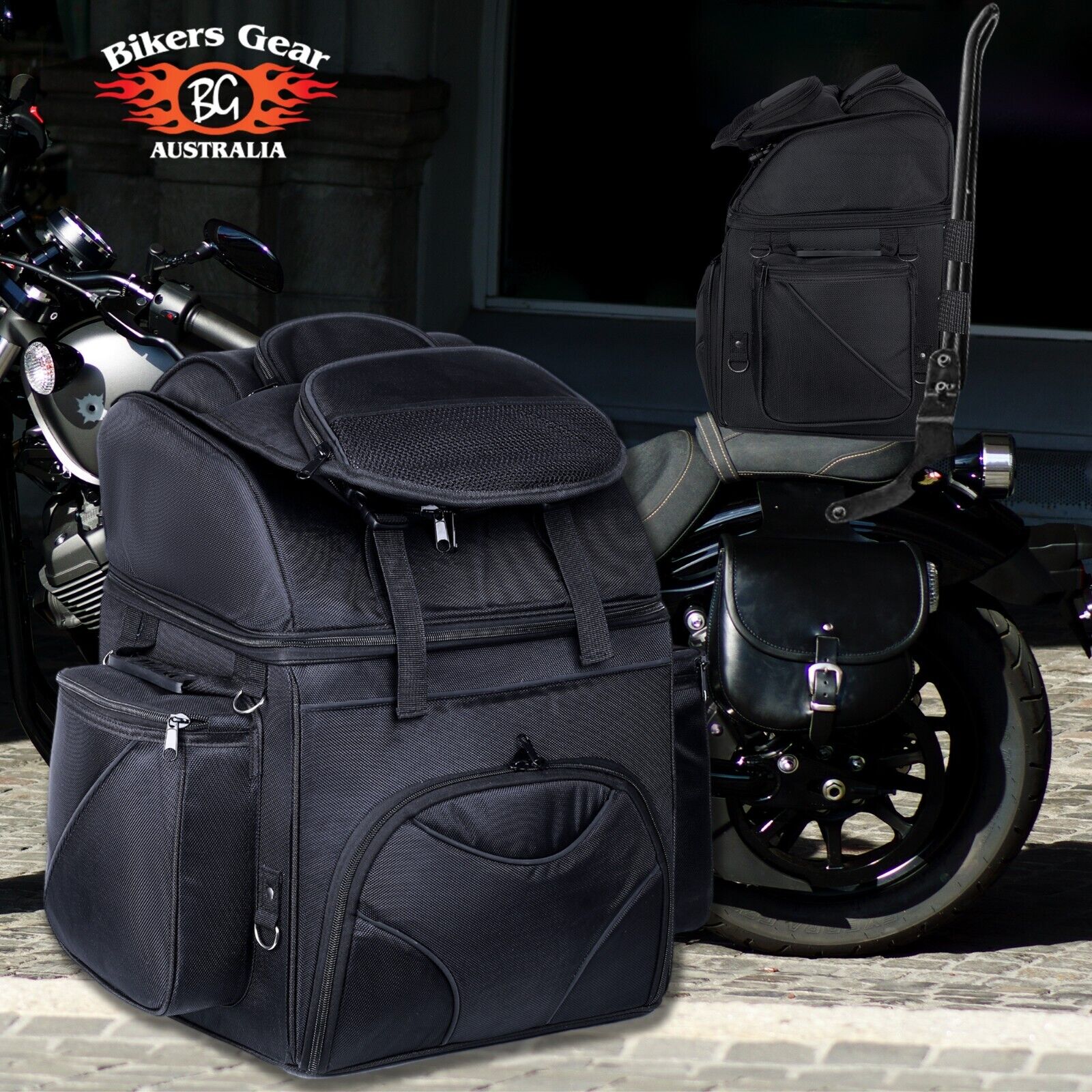 Bikers Gear Australia Castor Waterproof  Undy Motorbike Sissy Bar Bag
