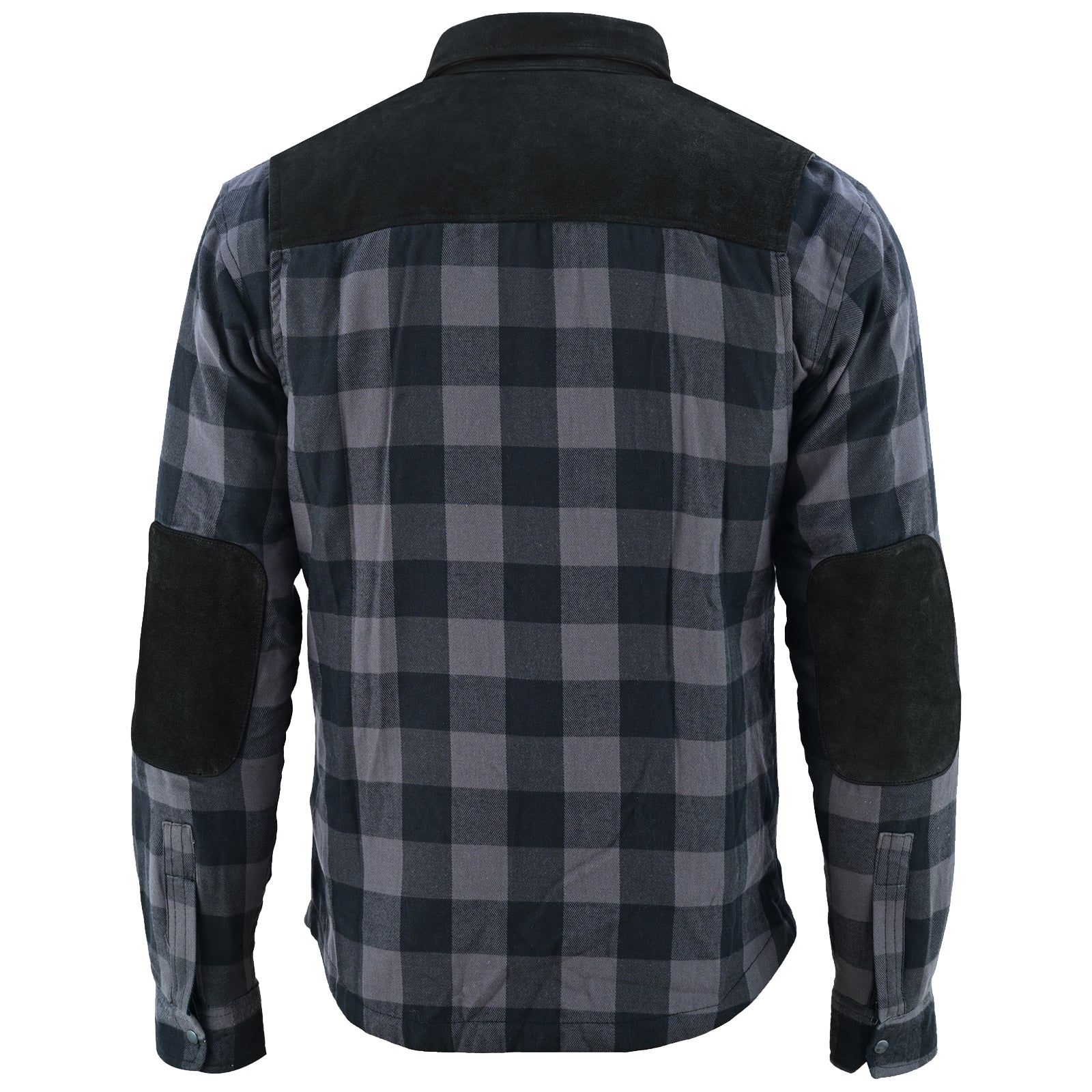 Bikers Gear Australia CE Rifster Lined with Kevlar Flannel Motorcycle Shirt Leather outside Pockets Black Grey - Image 6