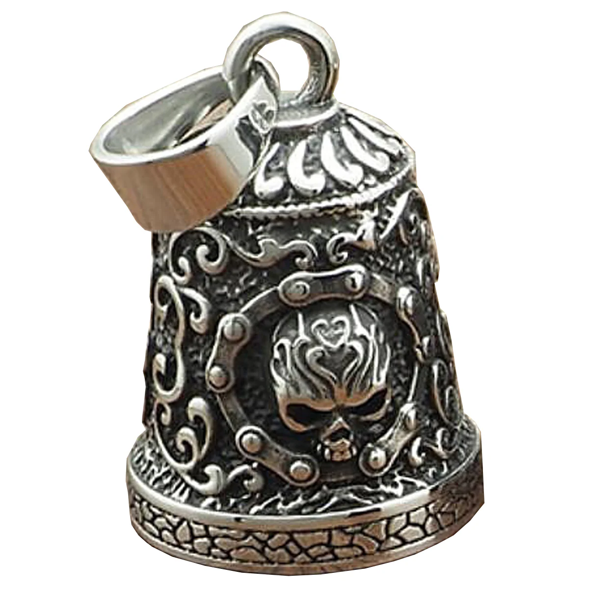 Bikers Gear Australia Chain and Skull Motorcycle Guardian Bell Silver New