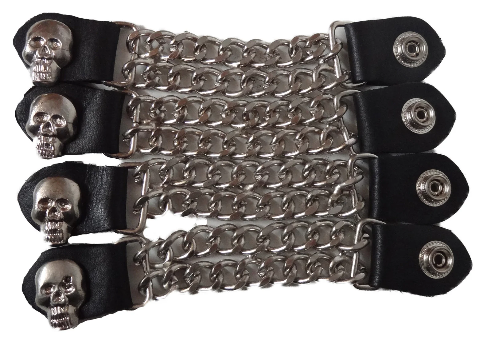 Bikers Gear Australia Chrome Chain Vest Extenders with Skulls