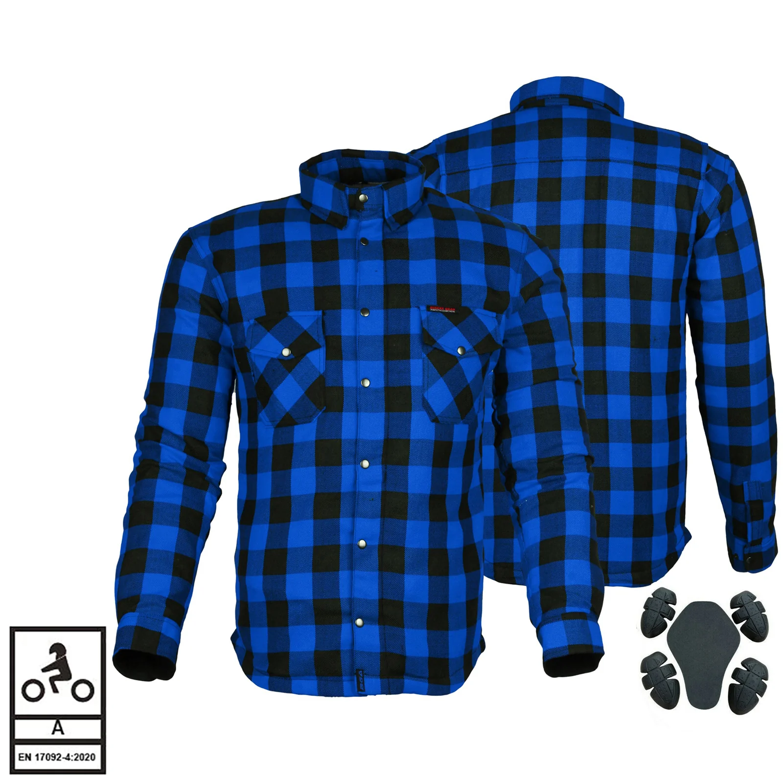 Bikers Gear Australia Exo Protective Lined with Kevlar Motorcycle Shirts Blue / Black