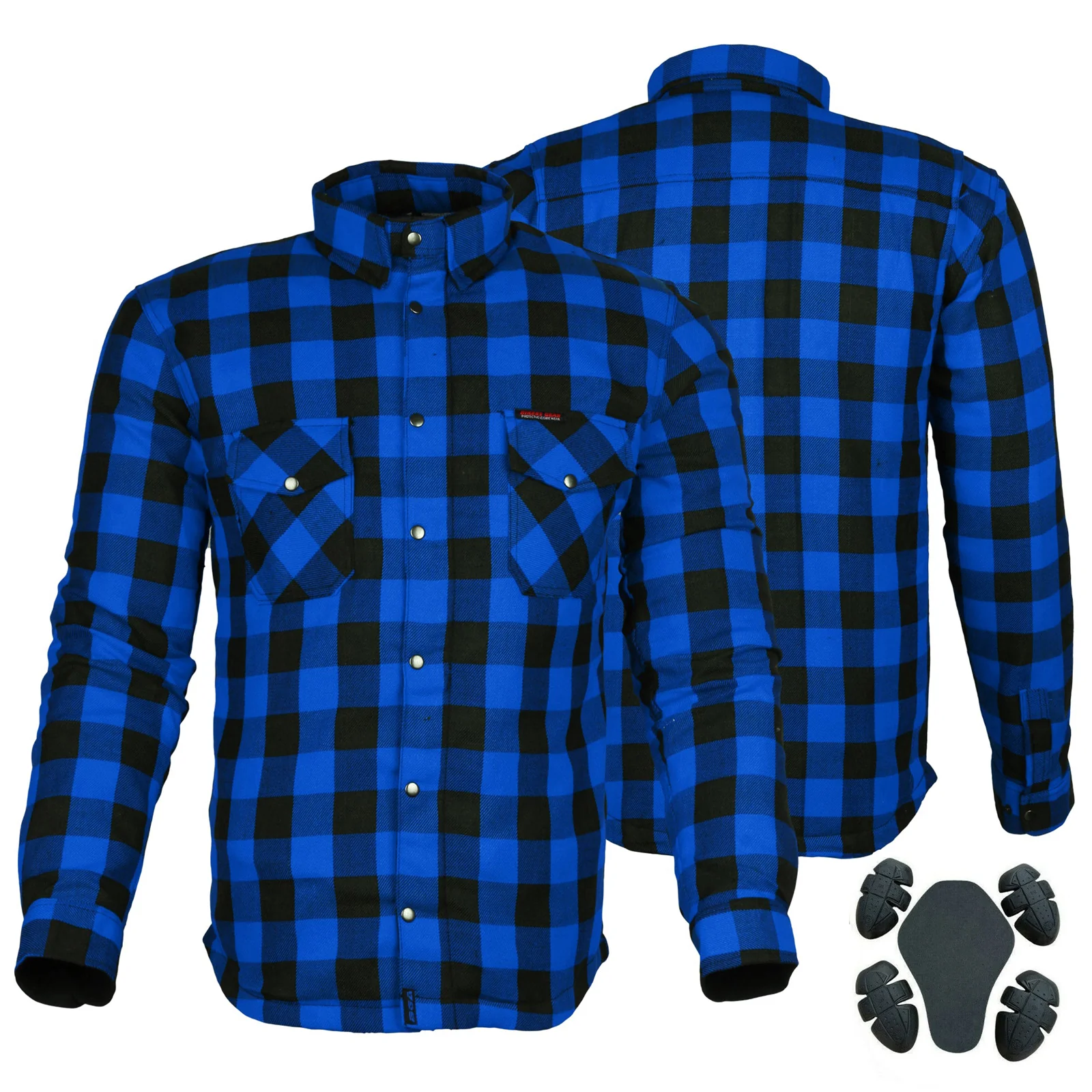 Bikers Gear Australia Exo Protective Lined with Kevlar Motorcycle Shirts Blue / Black - Image 3