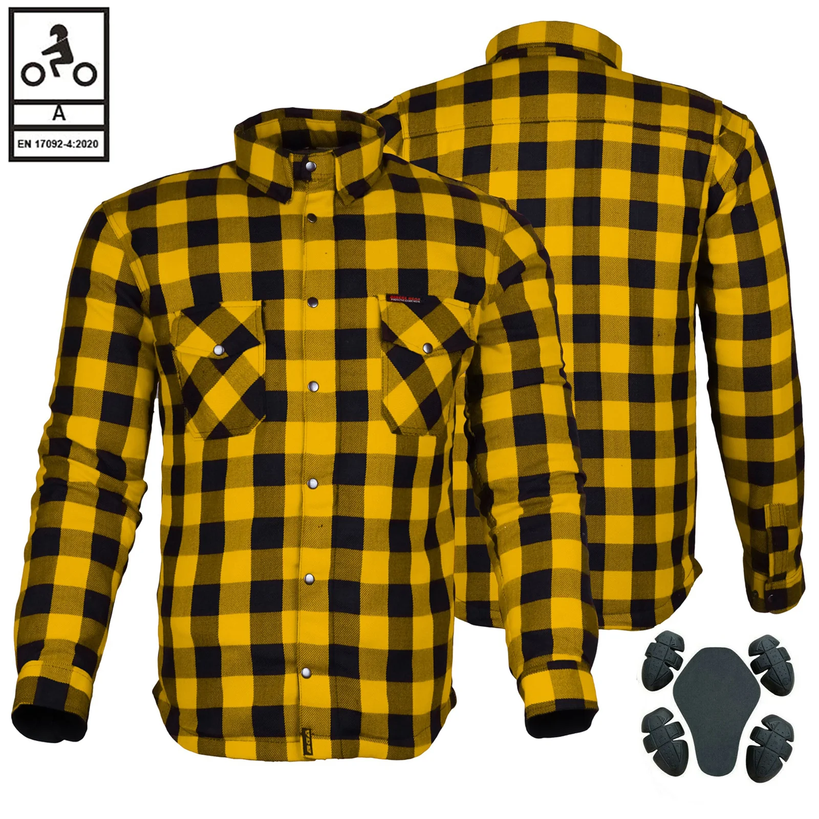 Bikers Gear Australia Exo Protective Lined with Kevlar Motorcycle Shirts Yellow