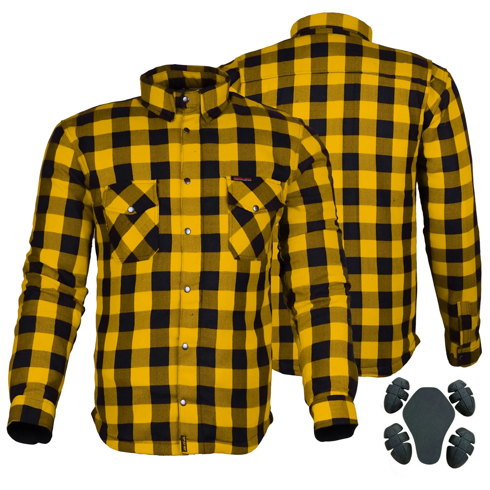 Bikers Gear Australia Exo Protective Lined with Kevlar Motorcycle Shirts Yellow - Image 3