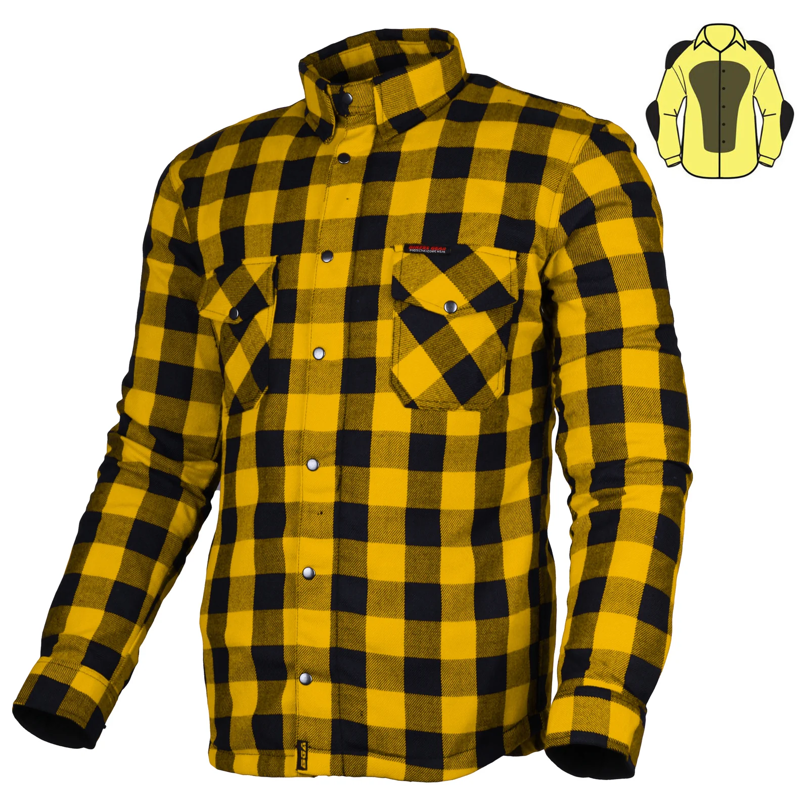 Bikers Gear Australia Exo Protective Lined with Kevlar Motorcycle Shirts Yellow - Image 5