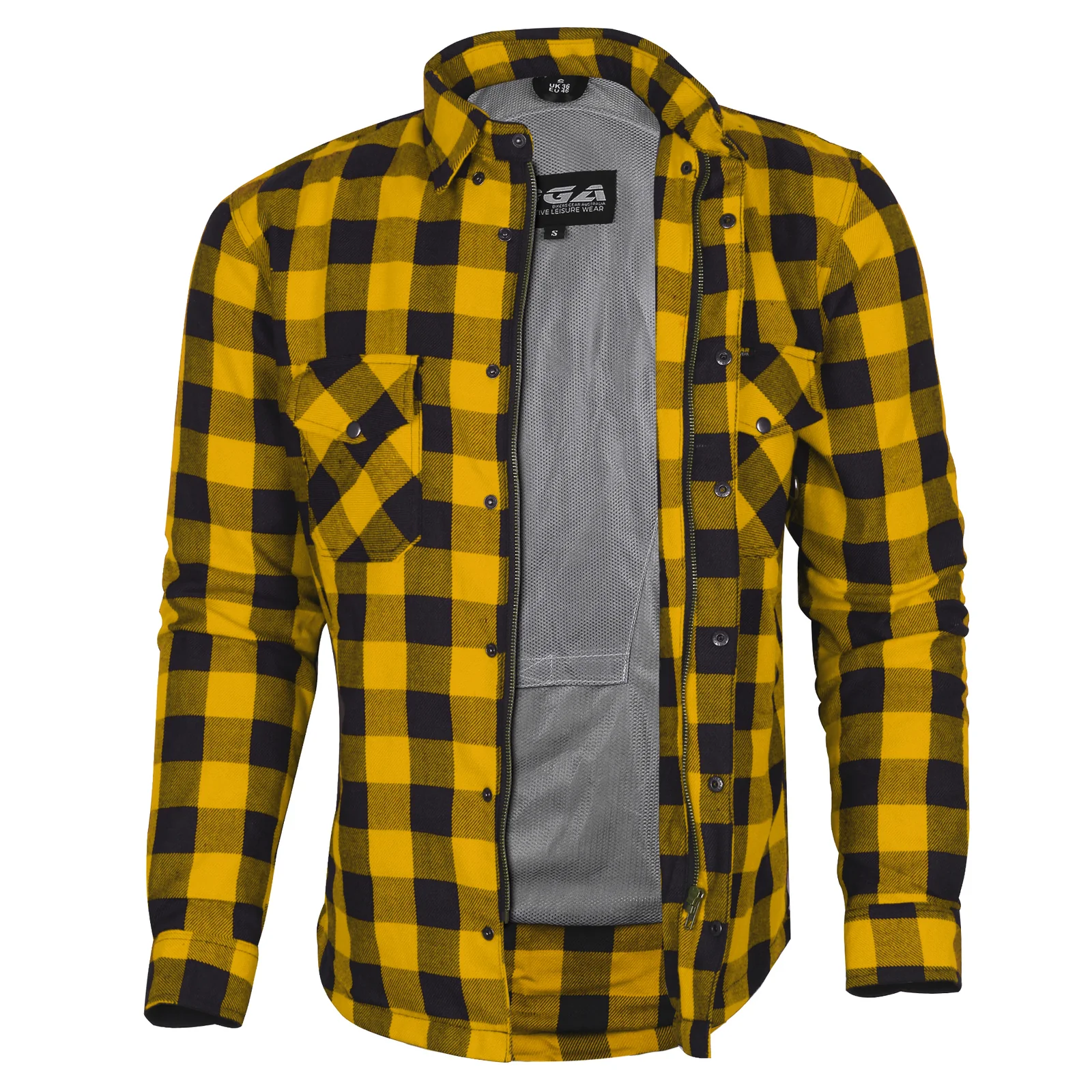 Bikers Gear Australia Exo Protective Lined with Kevlar Motorcycle Shirts Yellow - Image 6