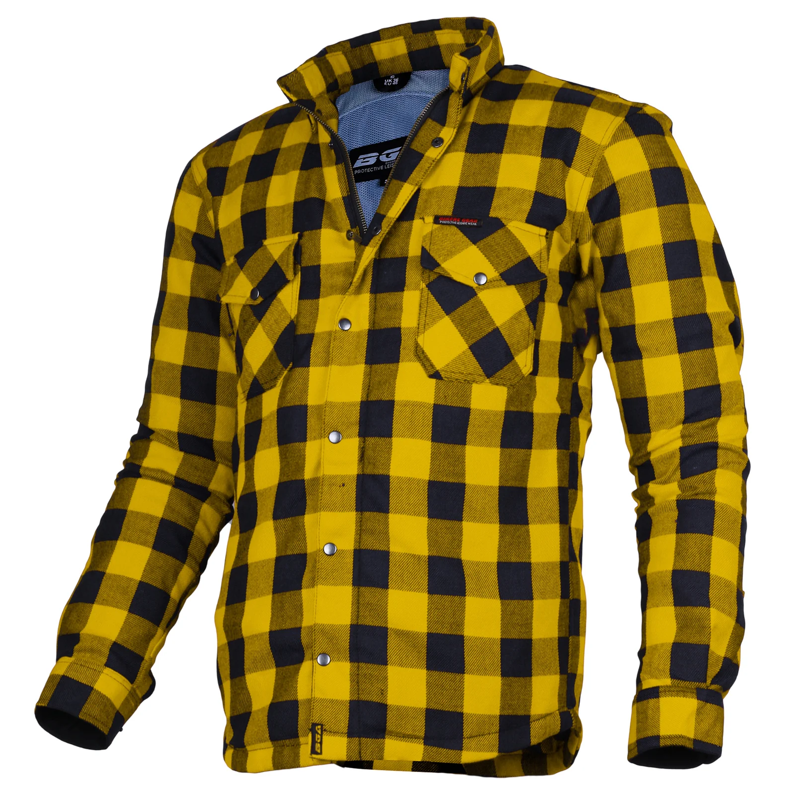 Bikers Gear Australia Exo Protective Lined with Kevlar Motorcycle Shirts Yellow - Image 8