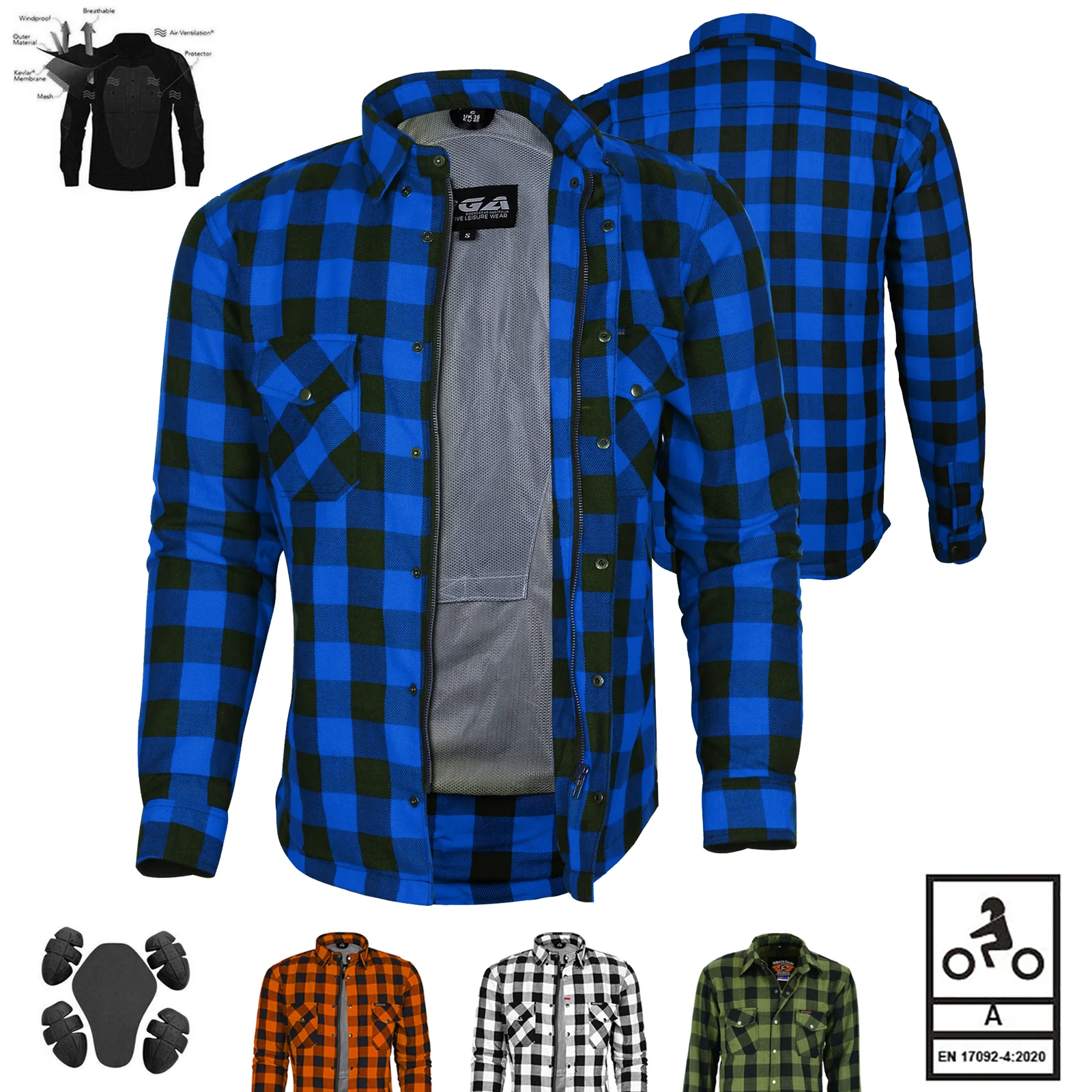 Bikers Gear Australia Exo Protective Lined with Kevlar Motorcycle Shirts