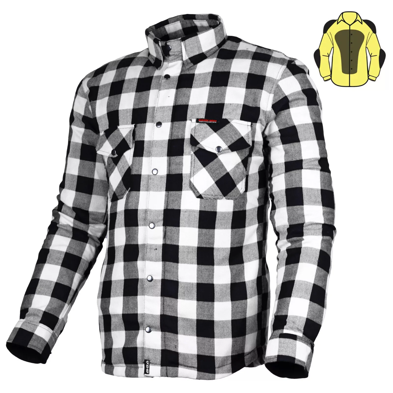Bikers Gear Australia Exo Rider Lined with Kevlar Protective Motorcycle Shirts Black / White - Image 5