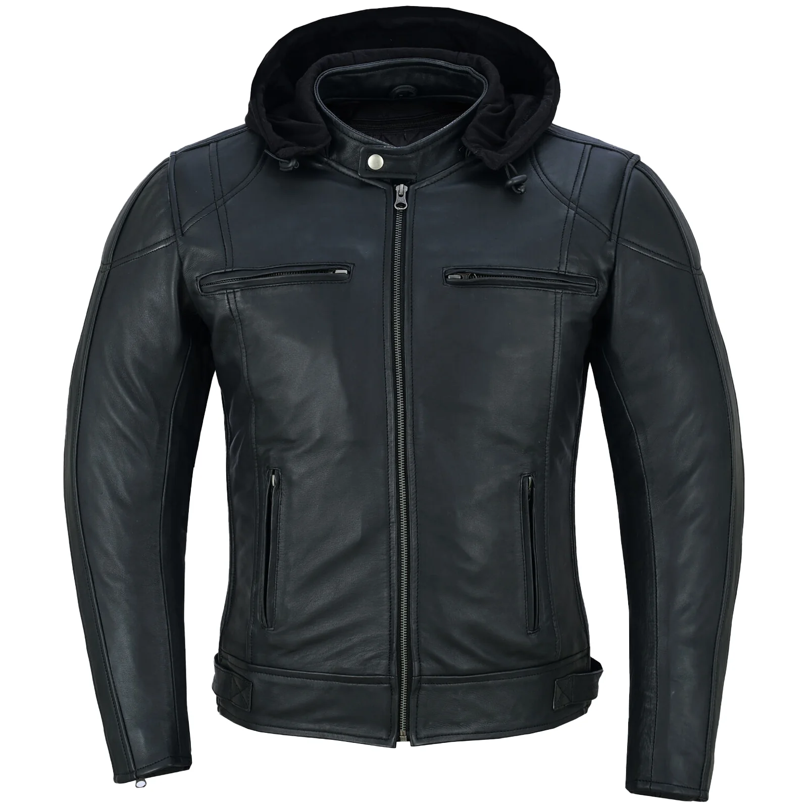 Bikers Gear Australia Mens Duffy Ultra Soft Fit Hooded Leather Motorcycle Jacket - Image 3