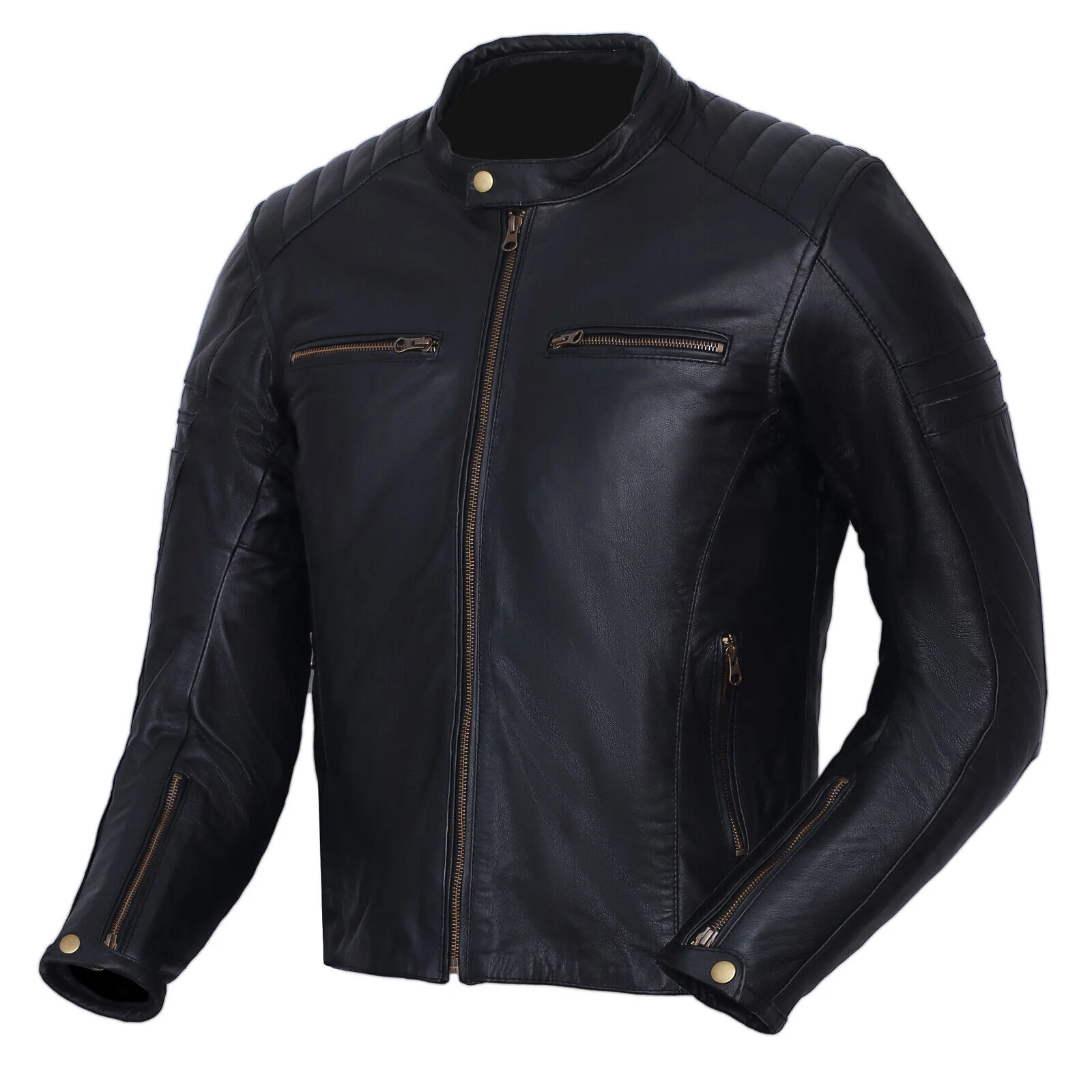 Bikers Gear Australia Roadster Classic Leather Motorbike Jacket Black - Image 4