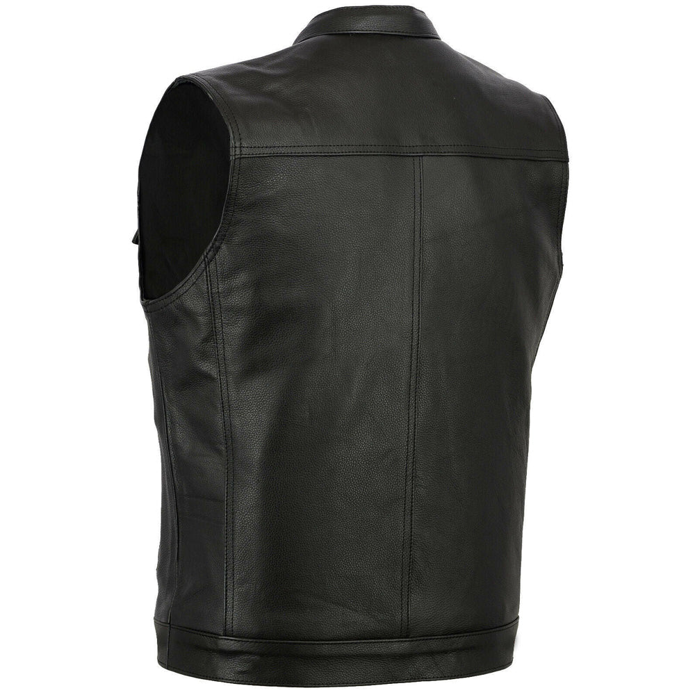 Bikers Gear Australia Sons of Anarchy Motorcycle Leather Vest Black - Image 3