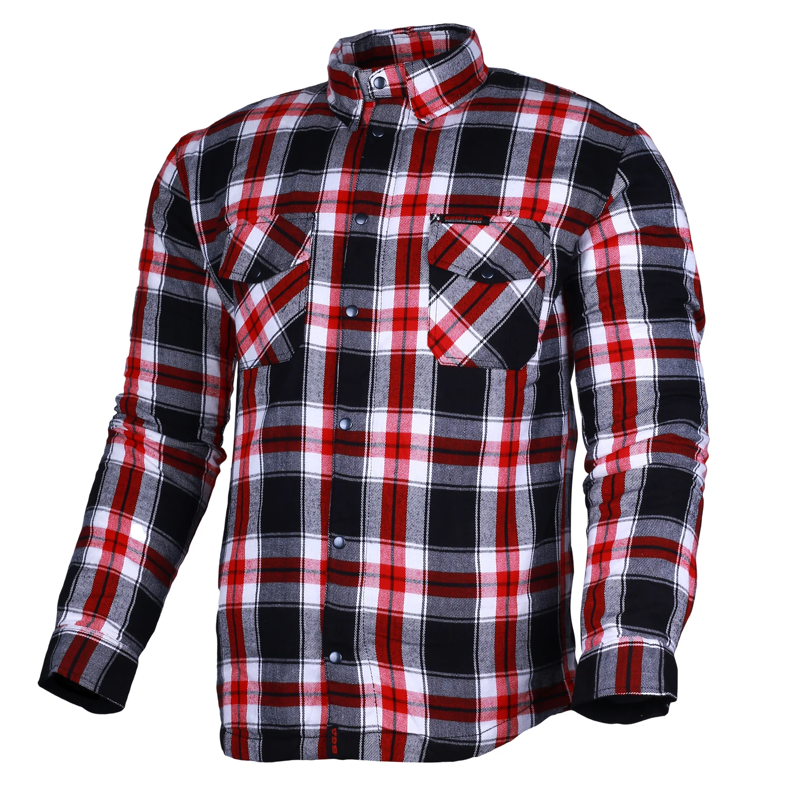 Bikers Gear Australia Timber HD Motorcycle Lined with Kevlar Shirt Red / White / Black - Image 4