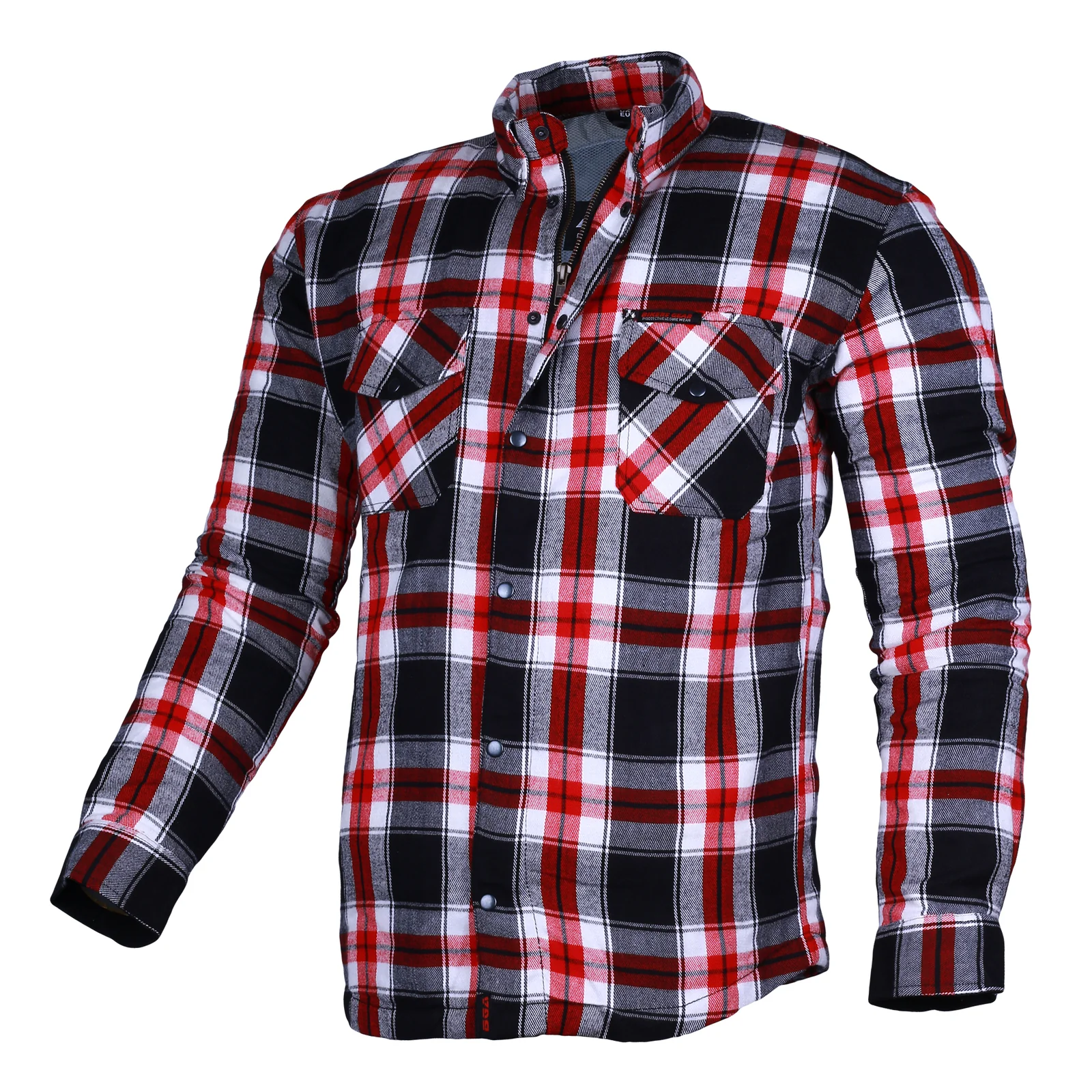 Bikers Gear Australia Timber HD Motorcycle Lined with Kevlar Shirt Red / White / Black - Image 6