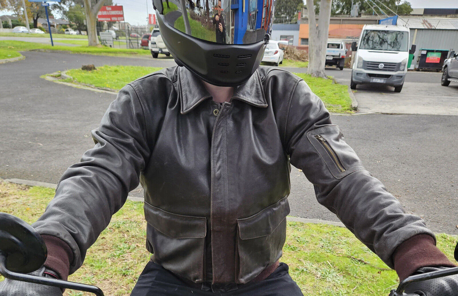 Bikers Gear McQueen Vintage Line Retro Leather Motorbike Jacket - Image 7
