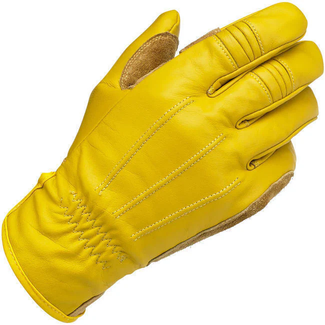 Biltwell Work Leather Gloves Gold 2 - Image 3